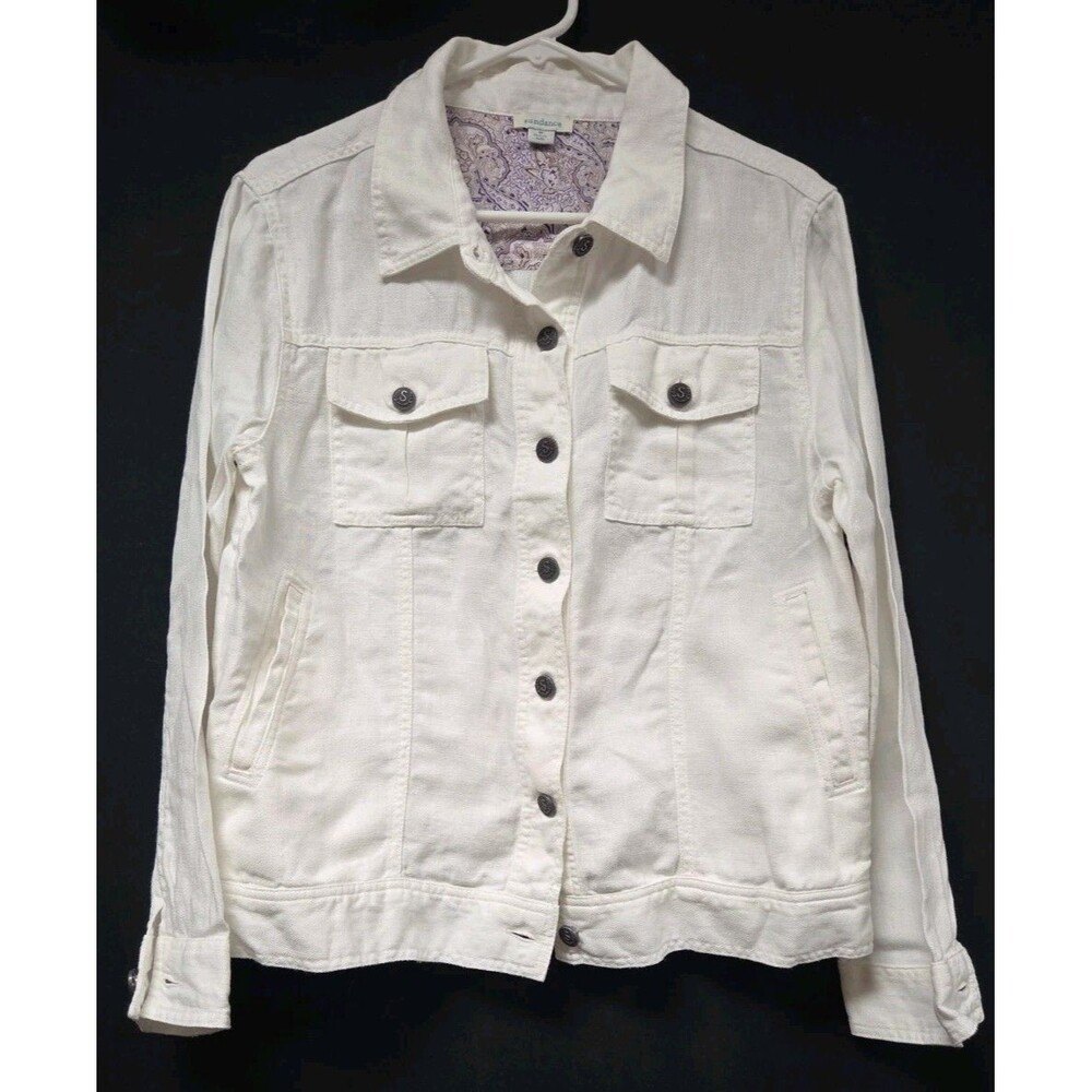 Sundance Catalog White “Meryl Linen Jacket” size M $148